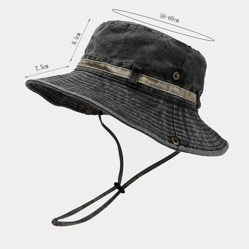 Unisex Washed Cotton Wide Brim Sun Hat Fishing Hiking Outdoor Activities Fall