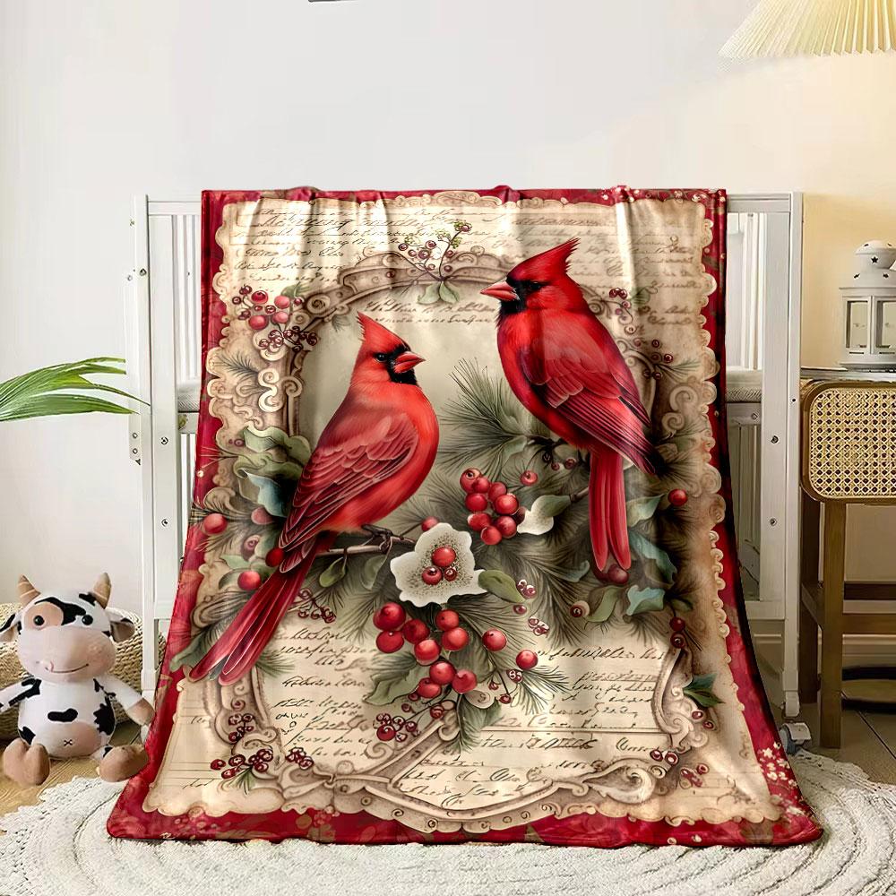 Red Cardinals Vintage Blanket bedroom Blanket for Livingroom Couch lunch break Soft throw for Friend's festival Gift