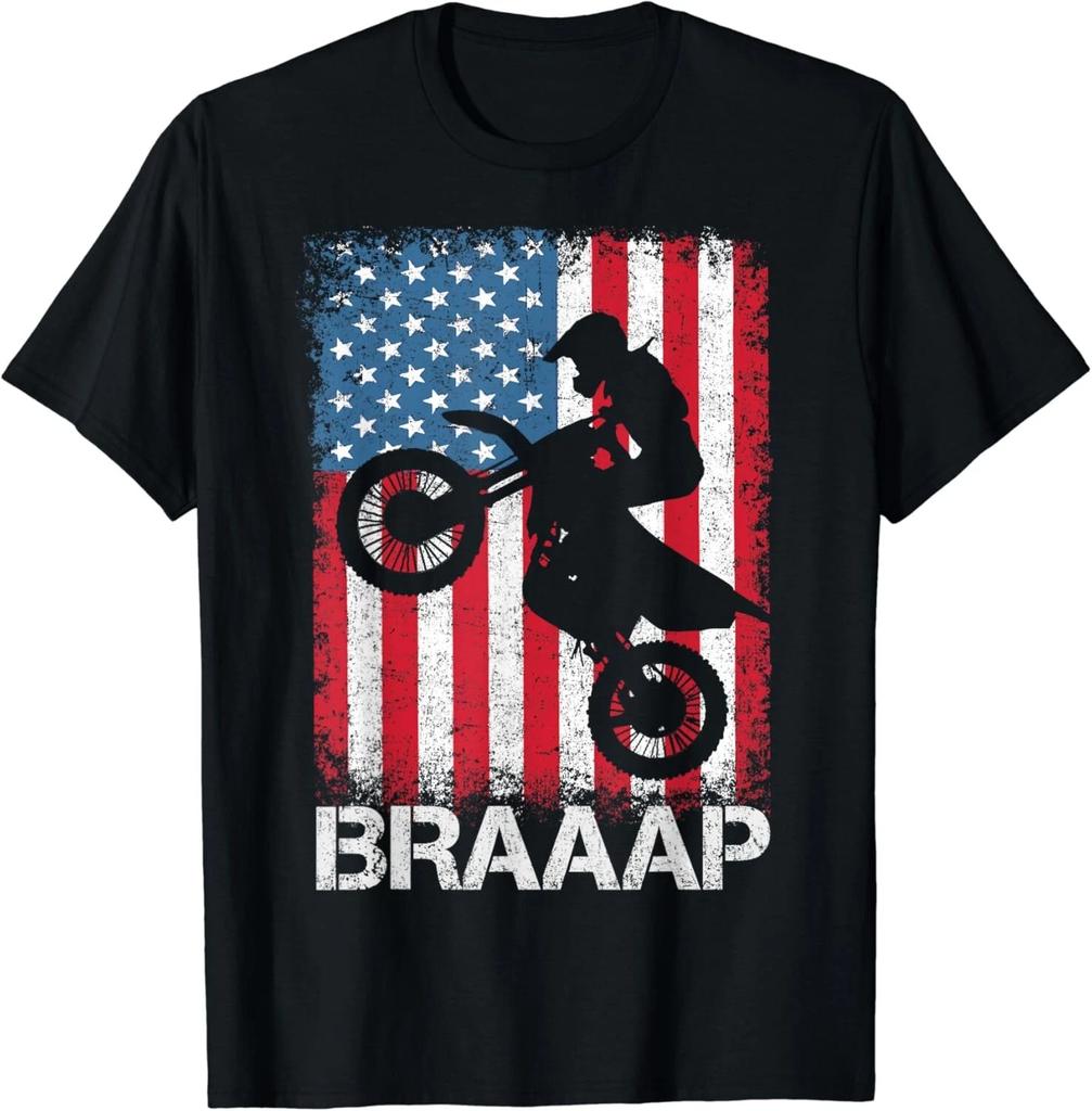 Braaap Vintage USA American Flag Tee Motocross Dirt Bike Gift Unisex T-Shirt