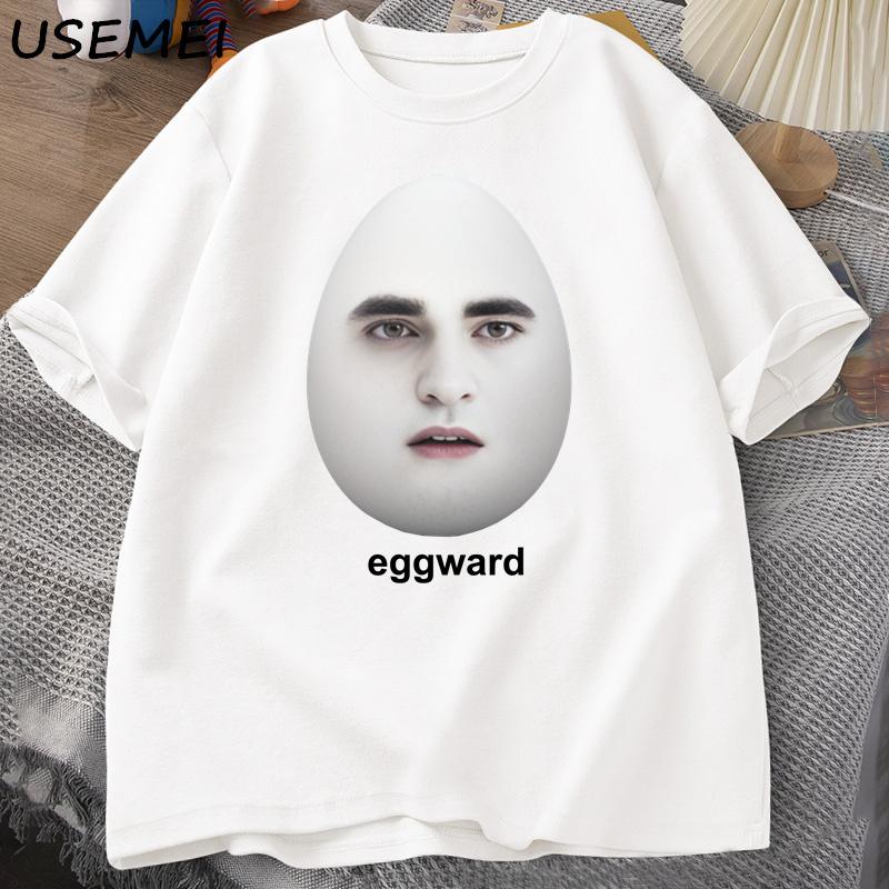 Twilight Eggward Meme T-Shirts Men Edward Cullen Parody Humor Graphic T Shirt Casual Cotton Short Sleeve Printed T Shirt Tops M белый