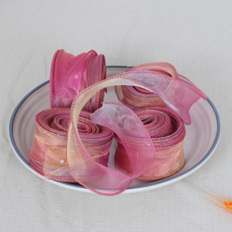 10Yards 4cm Iridescent Fishtail Edge Oganza Ribbon for DIY Headwear Hat Decor Gift Wrapping Craft Accessories Sewing Supplies