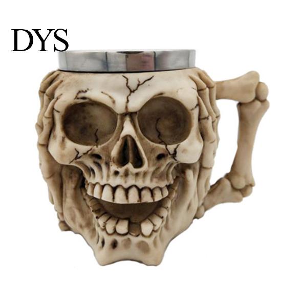 Kubek Wodny Stal Nierdzewna Kubek Halloween Piwo Żywica 3D Kielich Z Wzorem Czaszki i Piszczeli Kawa Prezent
