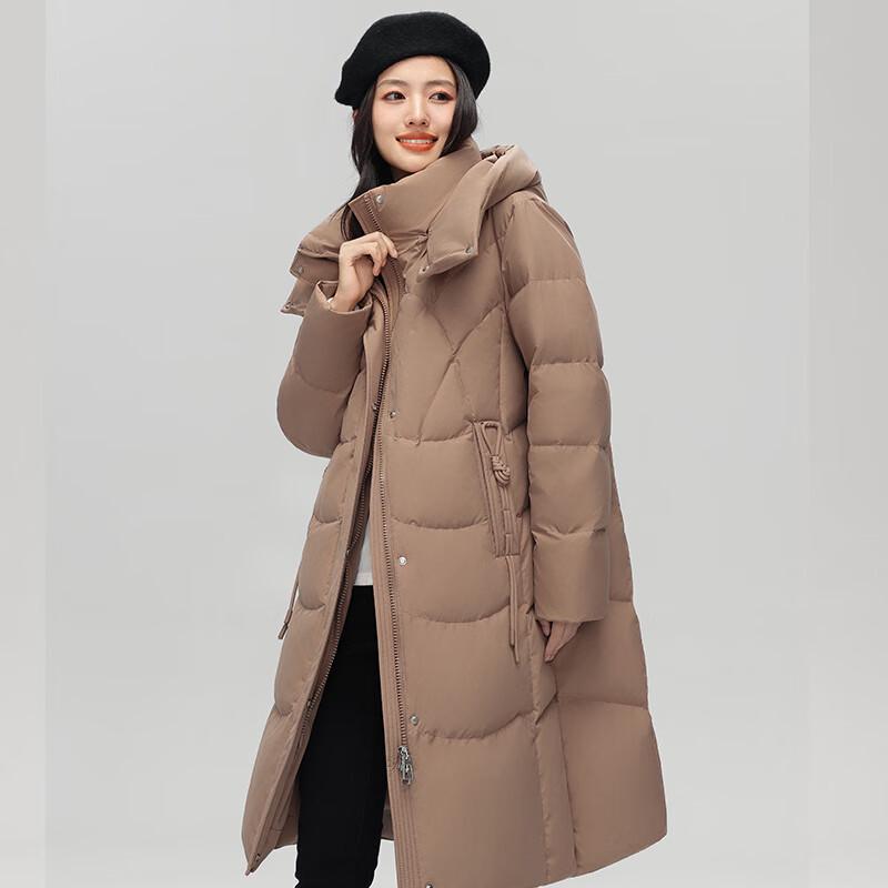 Fengmao Women's Mid-length Down Jacket with Removable Hood