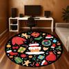 1pc Christmas, holiday Round Chair mat Area Rug - Non-Slip, Floor Mat for Office, Bedroom, and Indoor Decor -1002019