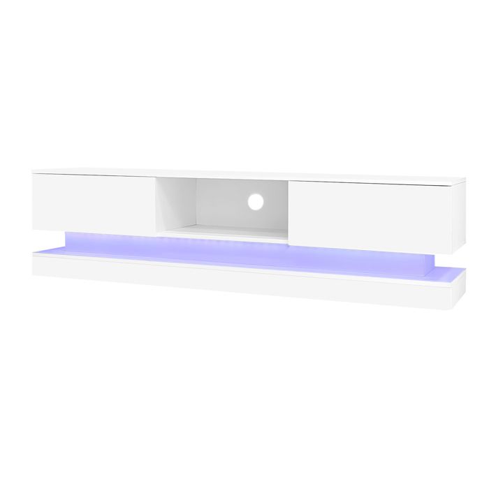 TV Stand with LED 160cm - 2 Drawers and 1 Open Compartment - Suitable for 60" TV - White