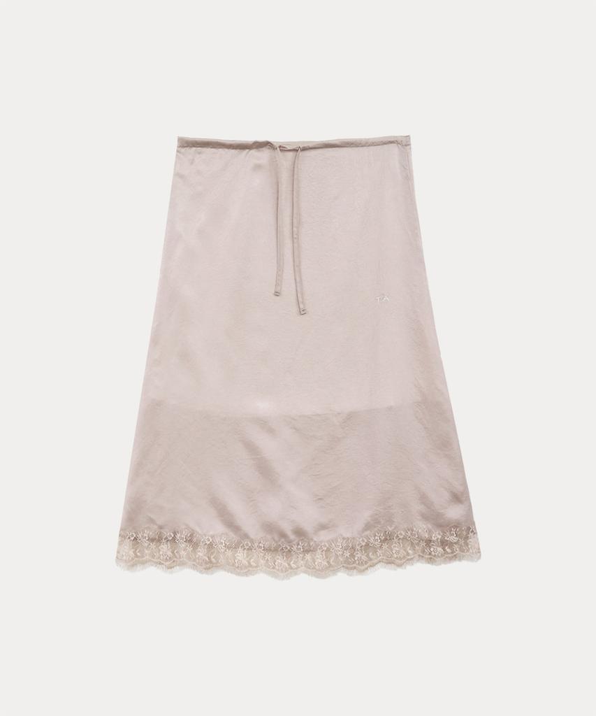 TARVERT Bella Satin Long Skirt - Pale Pink