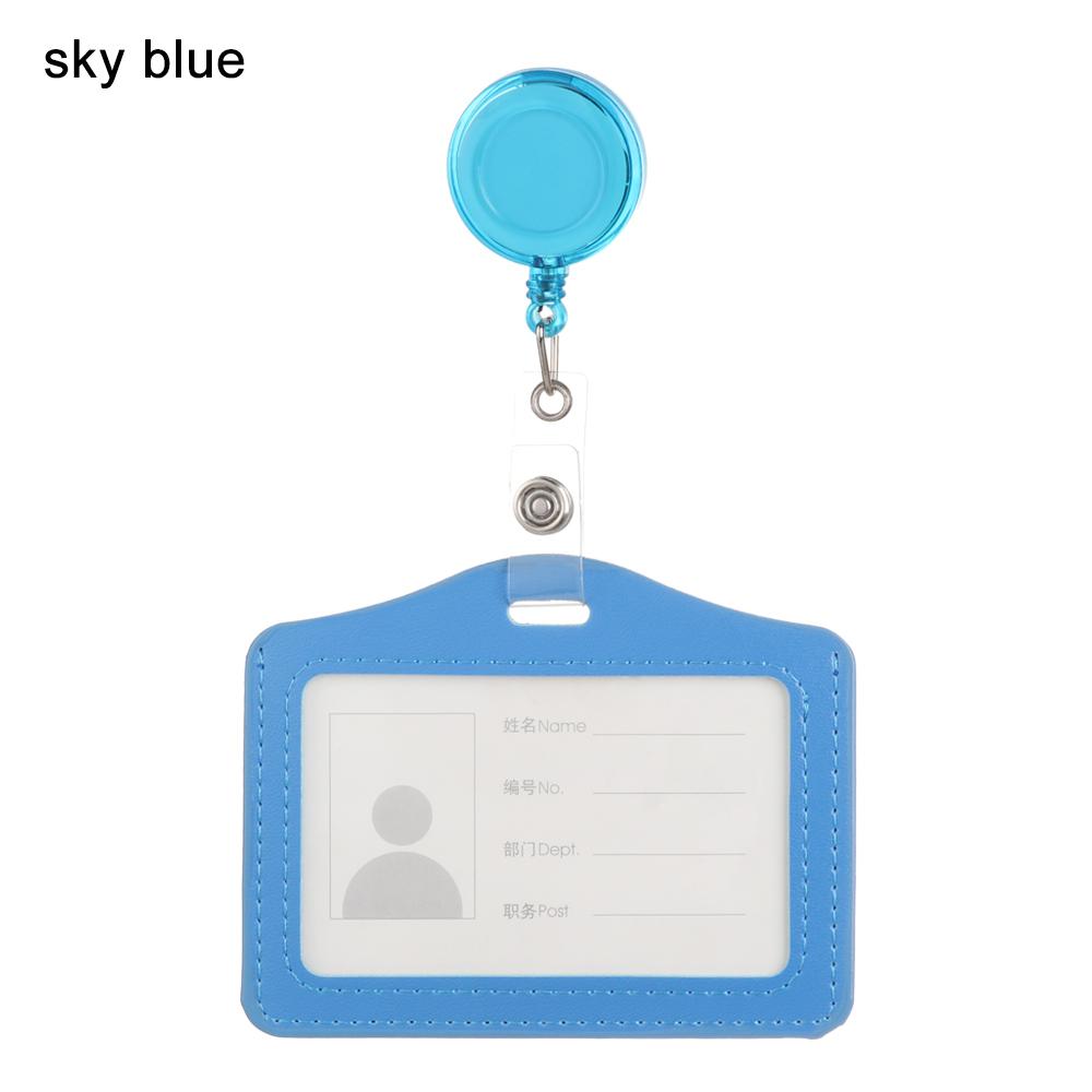 Bank Credit Card Holders Bus ID Identity Cards Case Multicolor Badge with Retractable Reel Work Card Cover PU Leather Cardholder