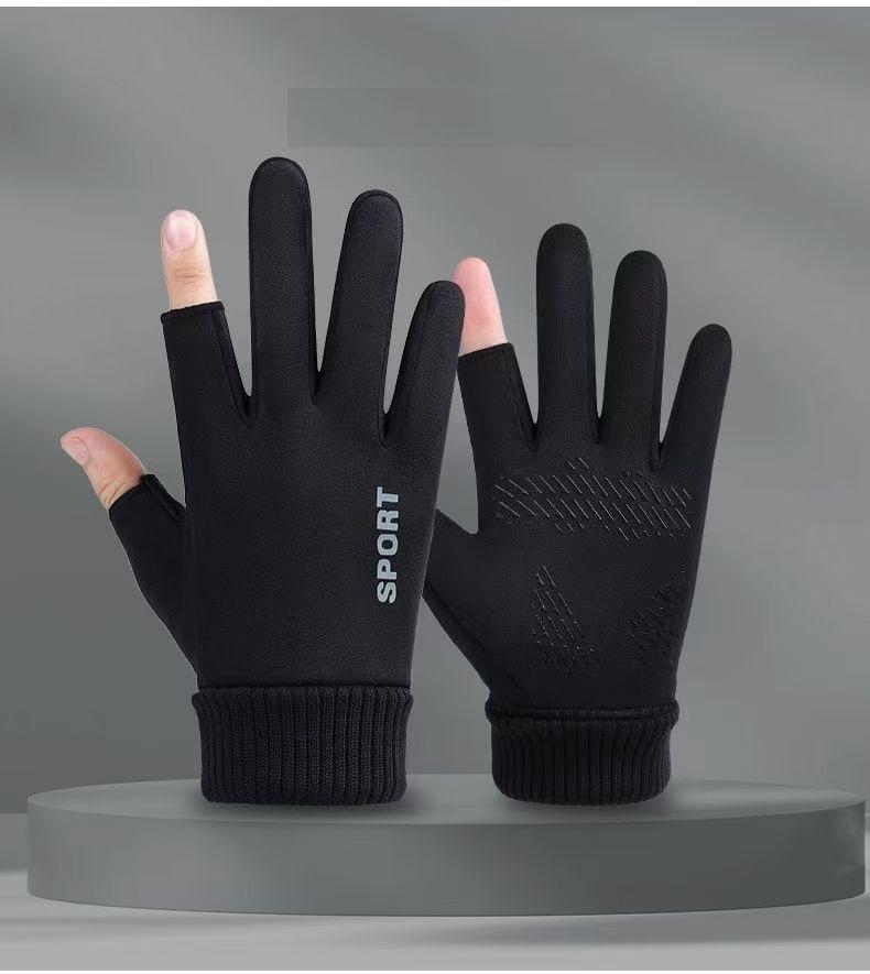 Suede gloves men's and women's season outdoor velvet thickened warm non-slip takeaway rider gloves