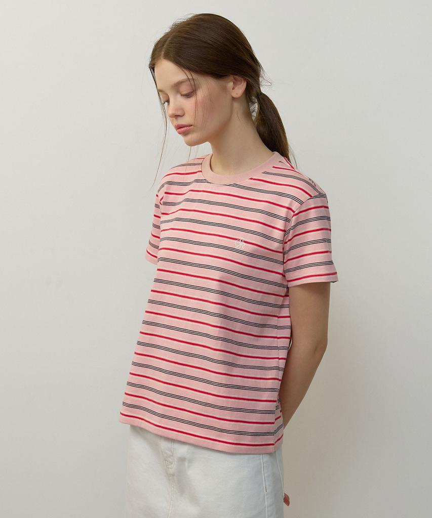 CITYBREEZE Multi-Stripe Short Sleeve T-Shirt_Pink