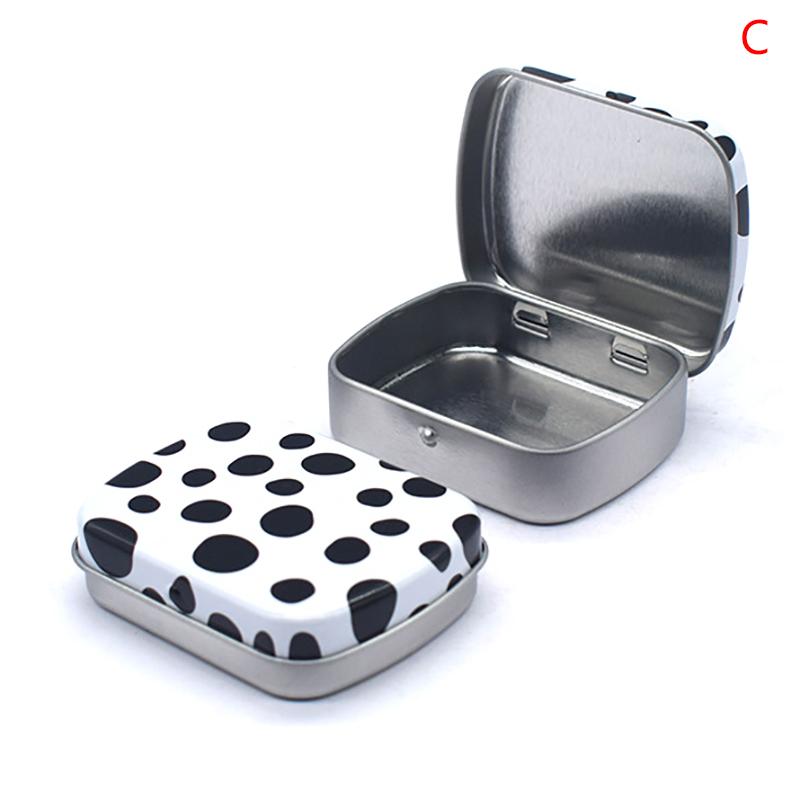 Portable Mini Metal Hinged Tin Box With Lid Rectangular Small Storage Container Candy Pill Case Pill Organizer Capsule Box