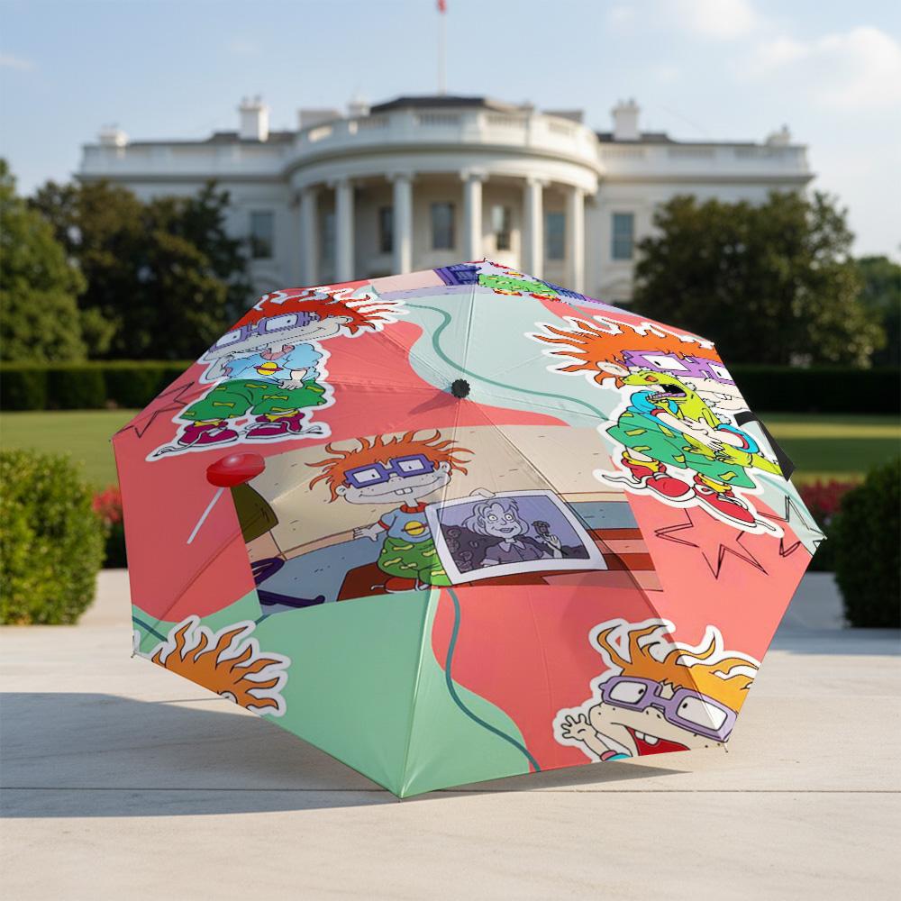 1 PC Automatic Folding Umbrella- Rugrats Pattern, Portable & Foldable Design with 8 Ribs, Christmas Birthday Gifts