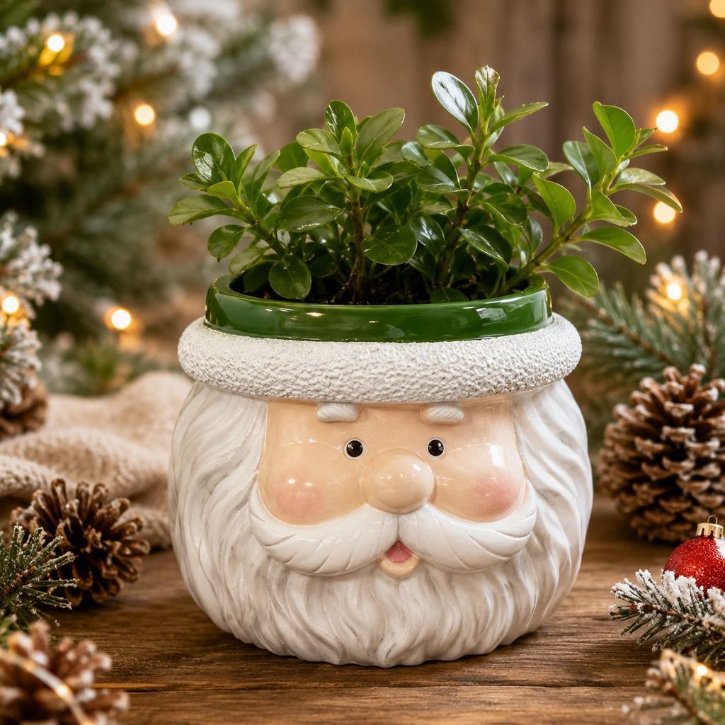Cartoon Christmas Snowman Santa Succulent Resin Small Flower Pot Holiday Desk Decoration Hot Export Style