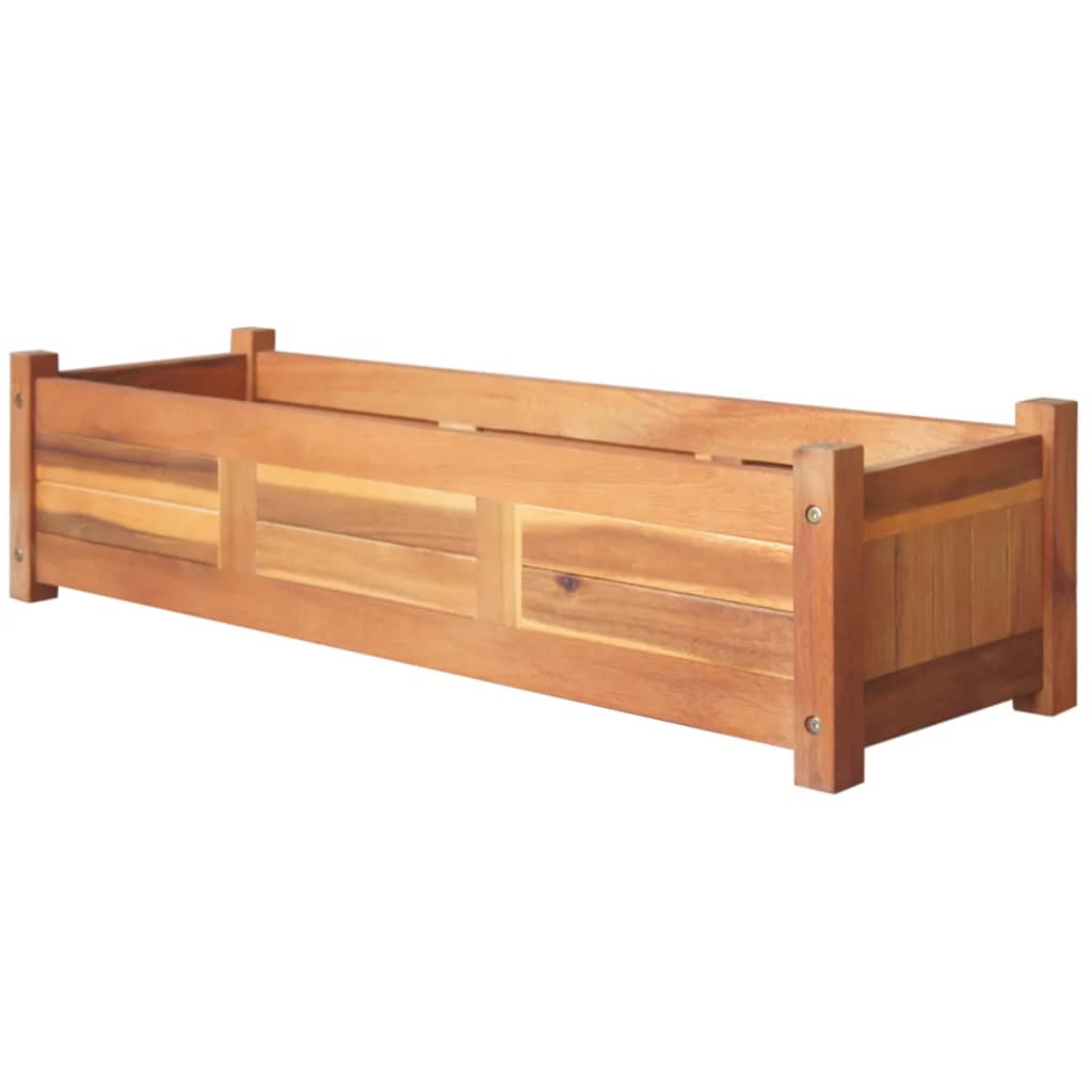 Garden Raised Beds 2 Pcs Acacia Wood 100 X 30 X 25 Cm