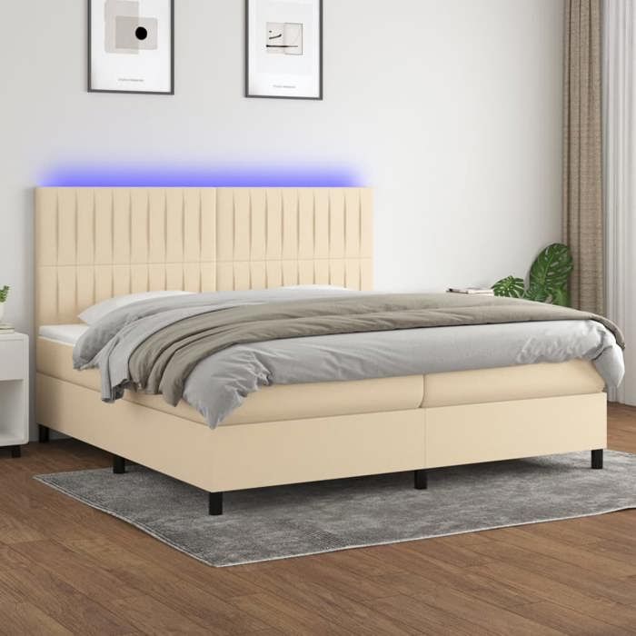 VidaXL Slat Bed Base with Mattress and LED, Upholstered Bed, Double Bed, Adult Bedroom Interior Bed, 3135066