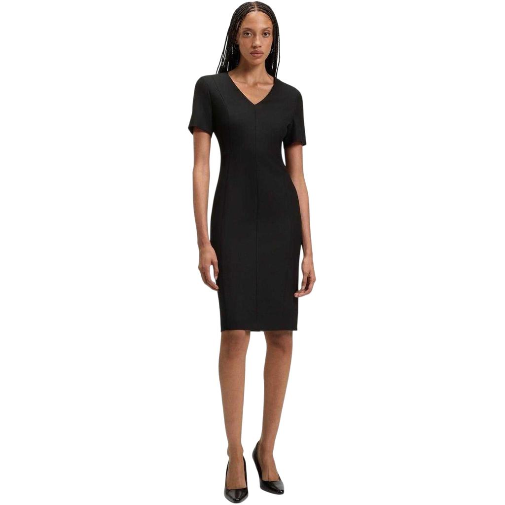 BOSS Damen Damaisa Knieumspielendes V-Ausschnitt Kurzarmkleid