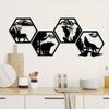 Set of 4 Black Rustic Metal Wall Sculptures Hexagonal Frame Forest Animals Home Decor