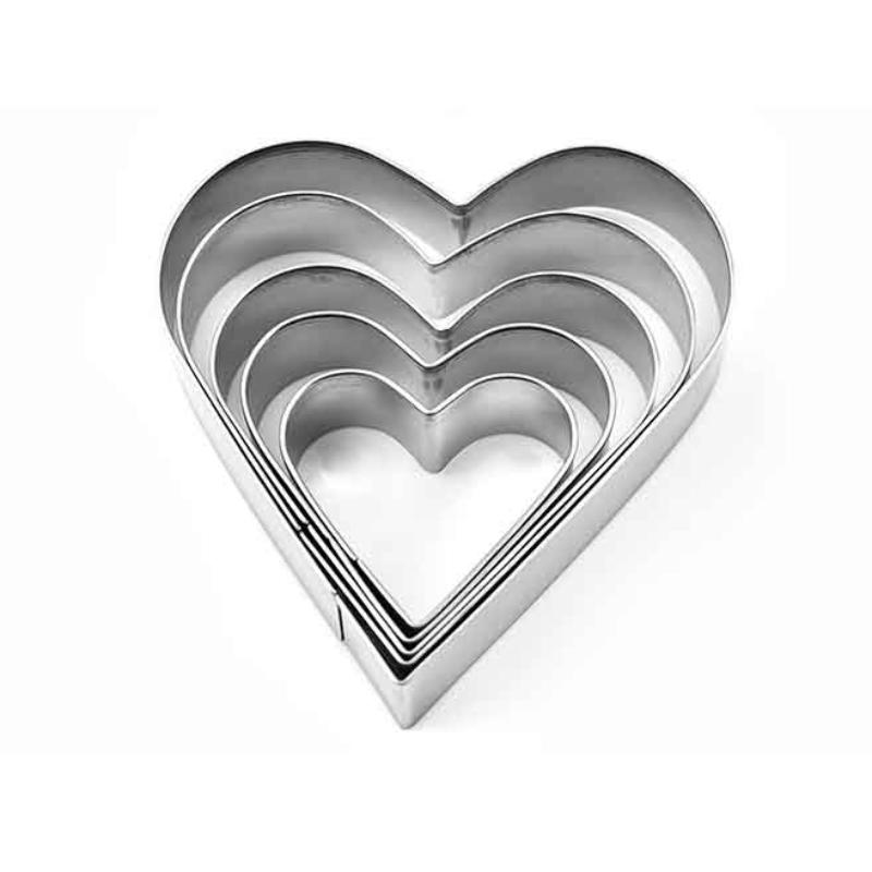 5 Pcs/Set Diy Love Heart Stainless Steel Cookie Cutter Biscuit Mold Fondant Pastry Cake Decorating Baking Tools Kitchen Bakeware