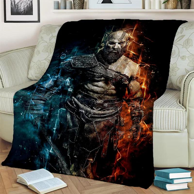 3D hry God of War Hry Kratos HD deka, měkká deka pro domácí ložnici Pohovka Pohovka Piknik Cestovní přikrývka do kanceláře pro děti