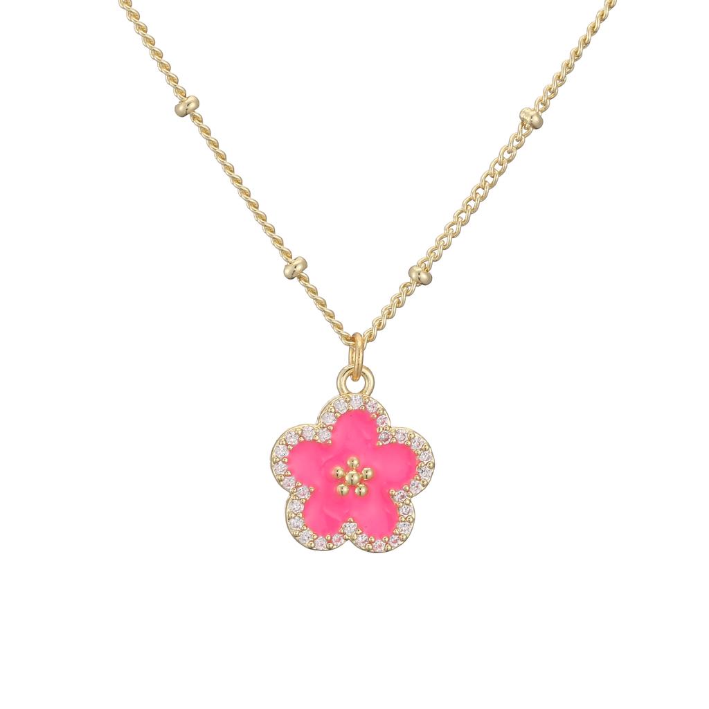 Enamel Dripping Glaze Exquisite Floral Zircon Jewellery Earrings/Necklace Women's Charm Amulet Good Fortune Accessories