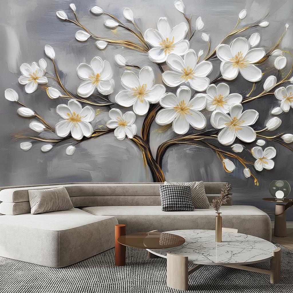 Fototapete Abstrakte Bäume und Blumen