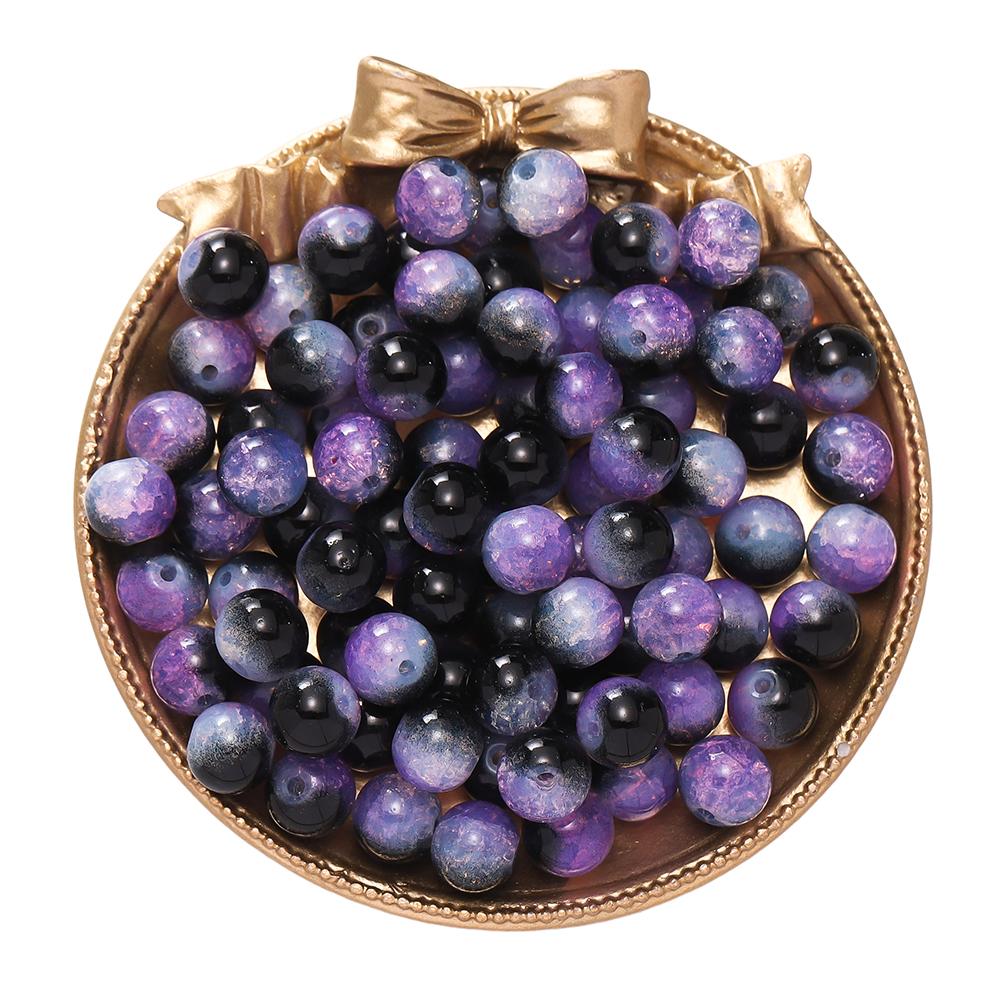20/50 pièces 10mm Perles de Verre Craquelé Bicolores Espaceur Perle Libre pour Fabrication de Bracelets Colliers Bijoux DIY Accessoires Fournitures