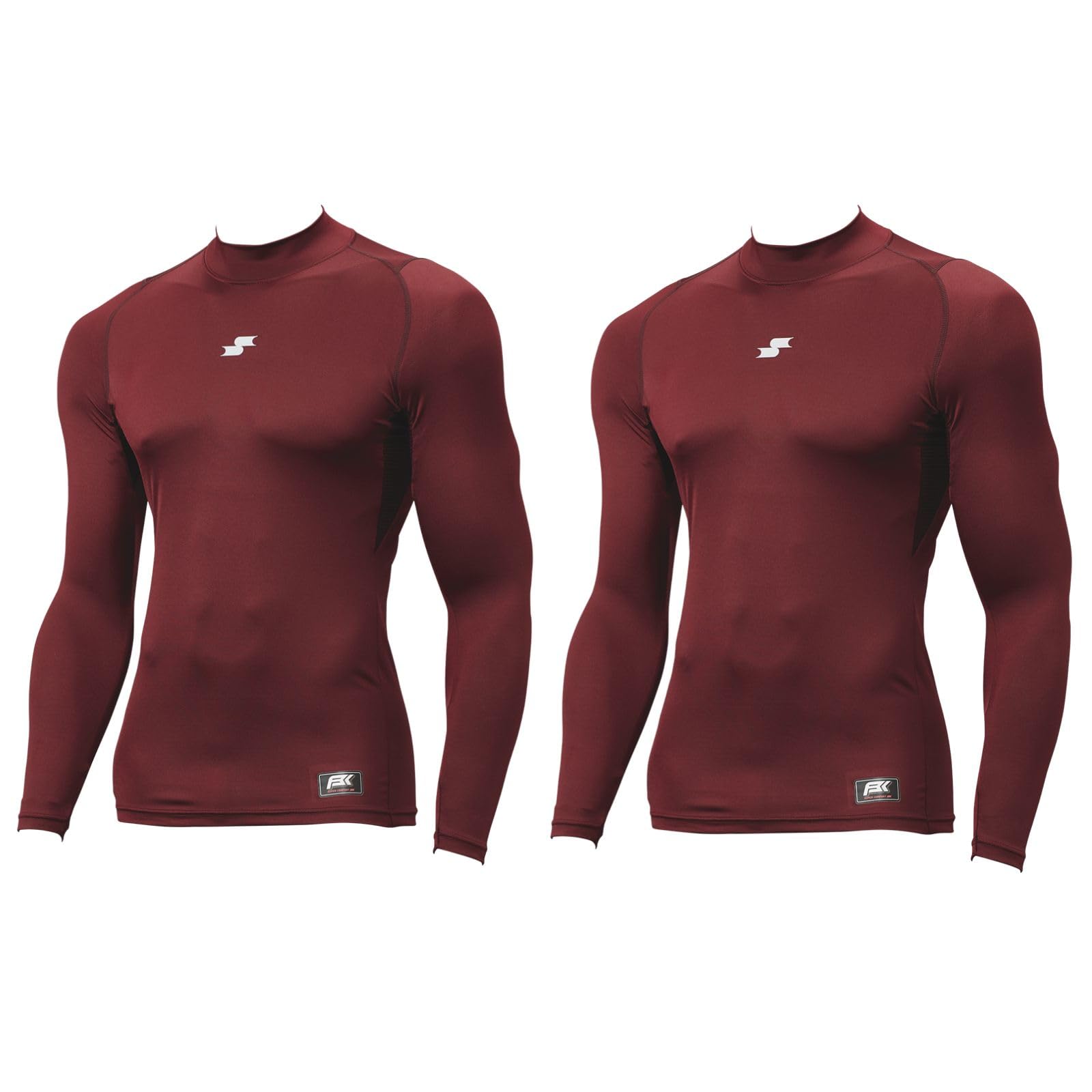 

SSK Футболка с высоким воротом, длинным рукавом, облегающая, темно-красная, средний размер SC (2-Pack) SCBHL22M, (22),