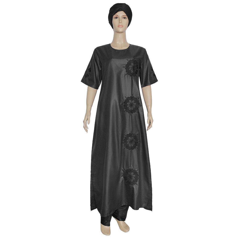 Dvoudílné šaty s krátkým rukávem z matné látky se šátkem na hlavu, nadměrná velikost, dlouhé šaty pro muslimské ženy