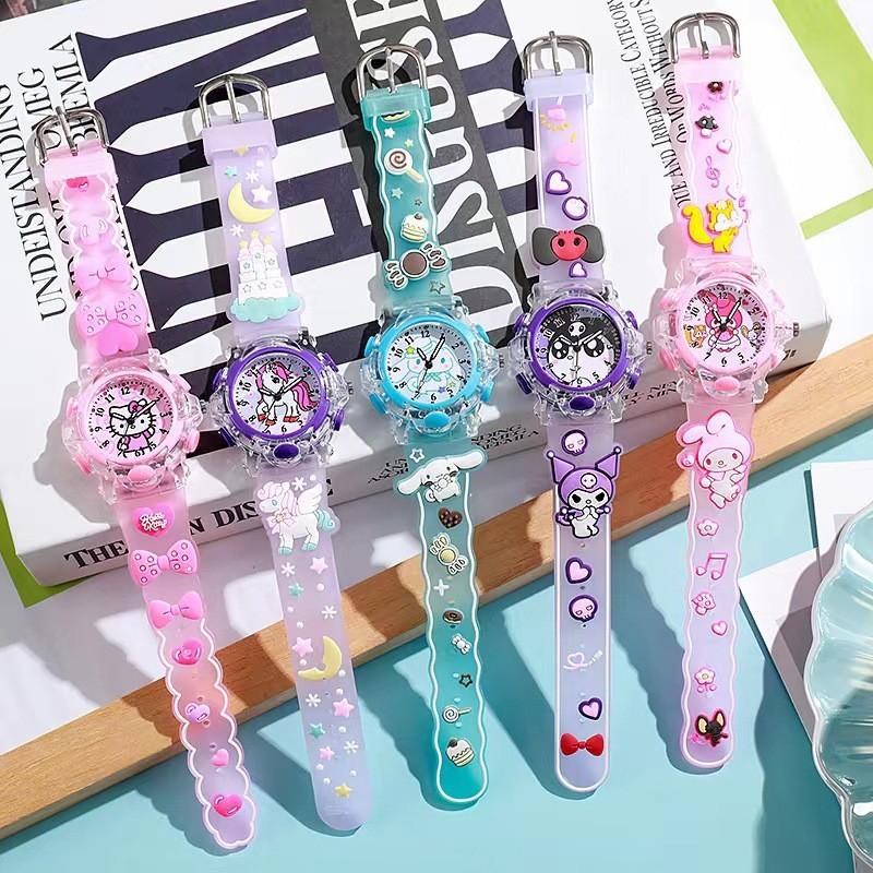 Hello Kitty Kinder-Quarz-Uhr mit Nachtlicht und Silikonarmband für Kinder Geschenk