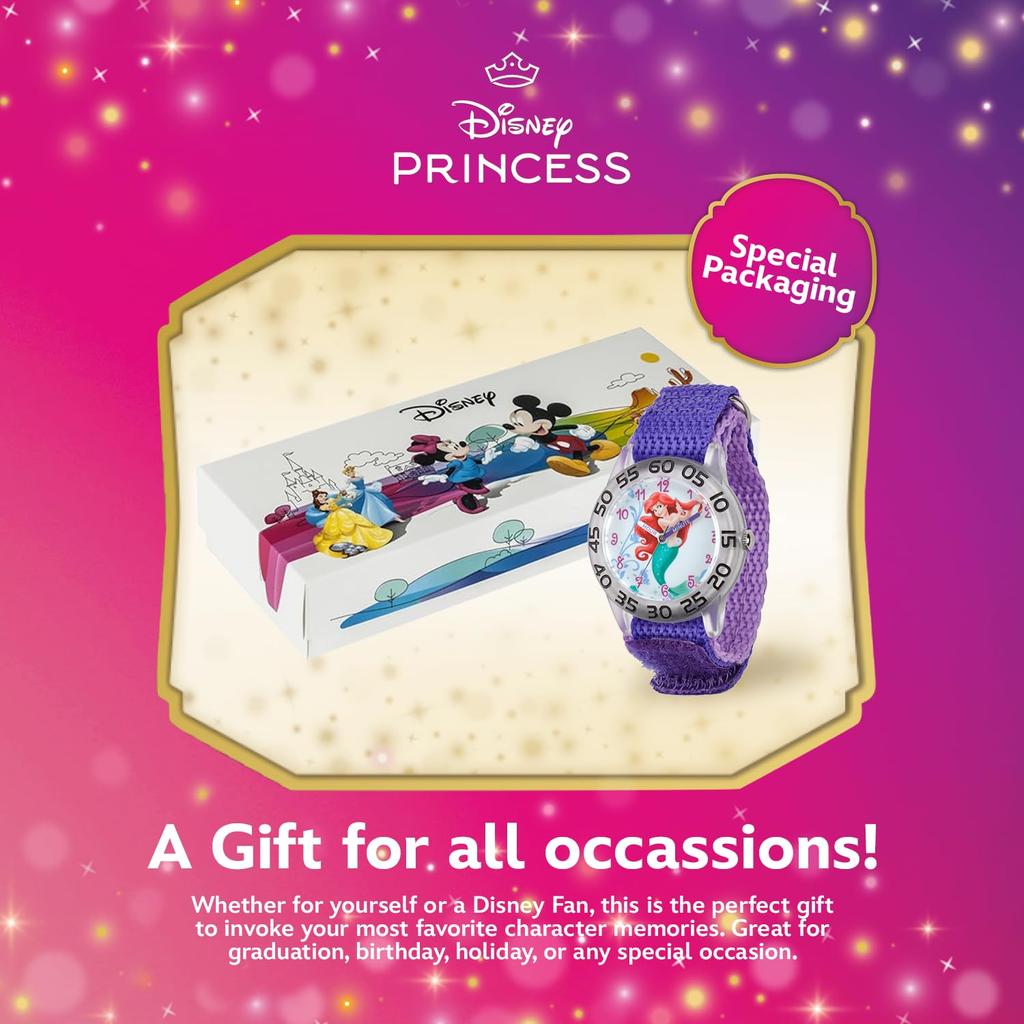 Disney Ariel Girls Plastic Time Teacher One Purple Watch, Size,