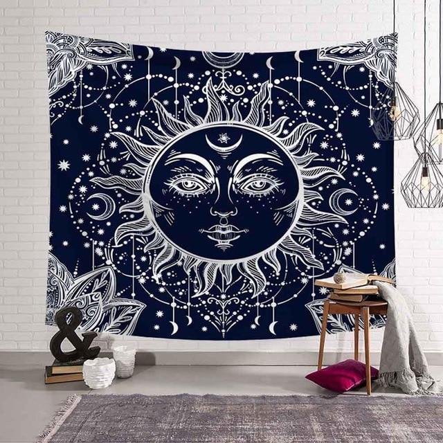 Black and White Sun Tapestry Sun and Moon Tapestry Psychedelic Celestial Indian Sun Hippie Tapestry Wall Hanging Throw Hippie Hippy Window Doorway Door Curtain by Jaipur Handloom TWT7321 Black and White Sun Tapestry Sun and Moon Tapestry Psychedelic Celestial Indian Sun Hippie Tapestry Wall Hanging Throw Hippie Hippy Window Doorway Door Curtain by Jaipur Handloom TWT7321