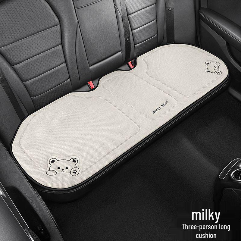 Cartoon Linen Car Seat Cushion – Universal Fit for Rear Driver Seat, Four Seasons