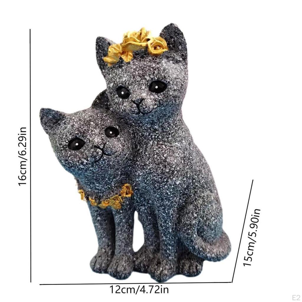 Garten Paar Katze Statue Dekoration Kunst Dekor Niedliches Ornament Tierskulptur Harz