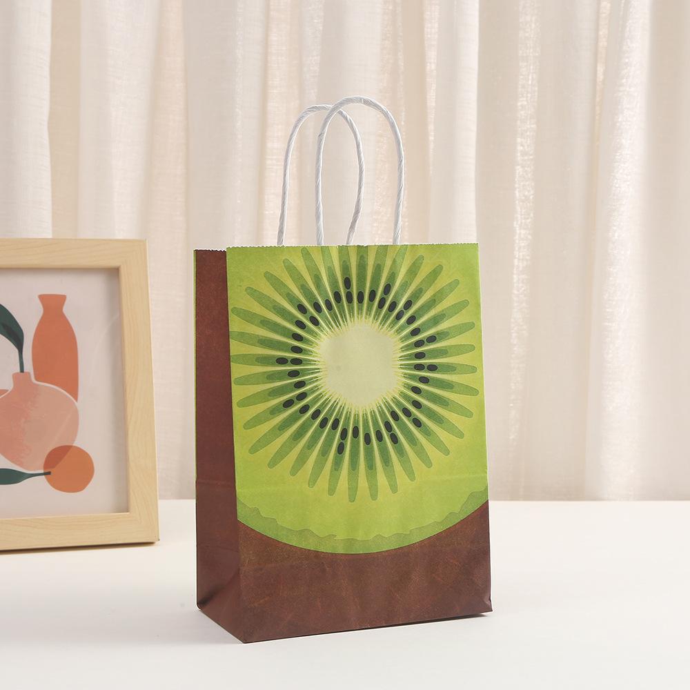 StoBag, Strawberry Kraft Paper Gift Bag, Fruit pattern, for Packaging Candy Snack, Baby Shower, birthday Supplies, Reusable