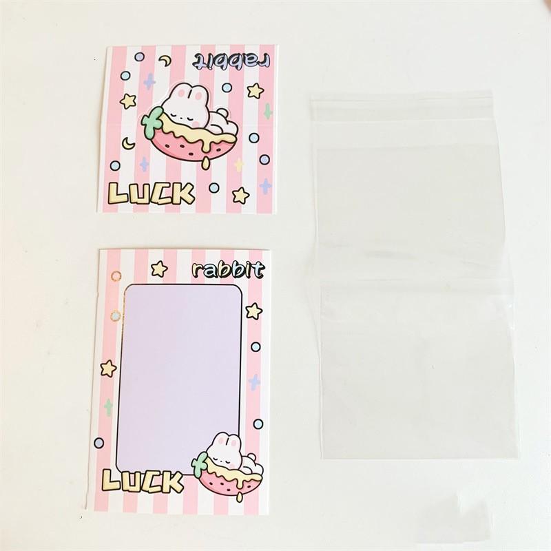 5 Set Korean Cute Animal Party Card Head Card Back Opp Bag  Star 3 Inch Photo Card DIY Packing Material Kawaii Gift Packaging