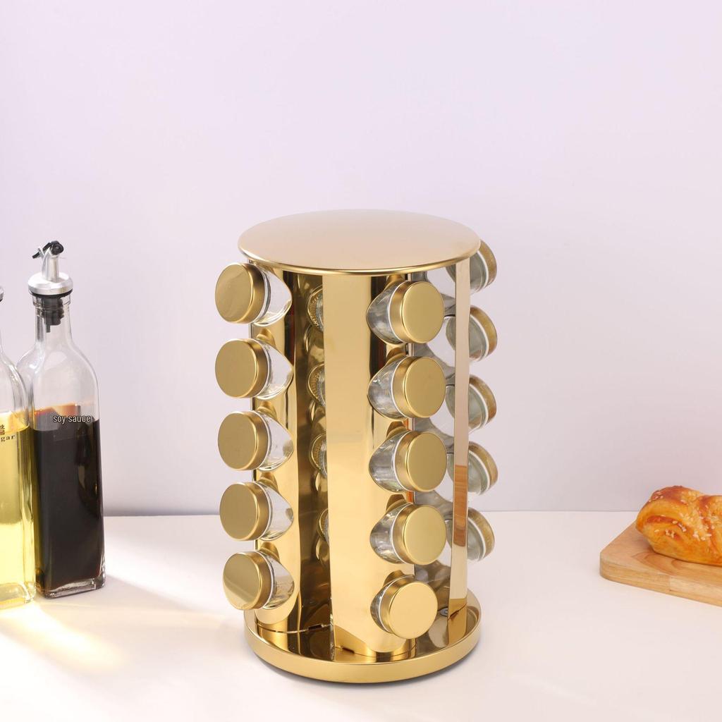 Rotatable Stainless Steel Kitchen Spice Rack - Multi-functional, Portable Seasoning Organizer