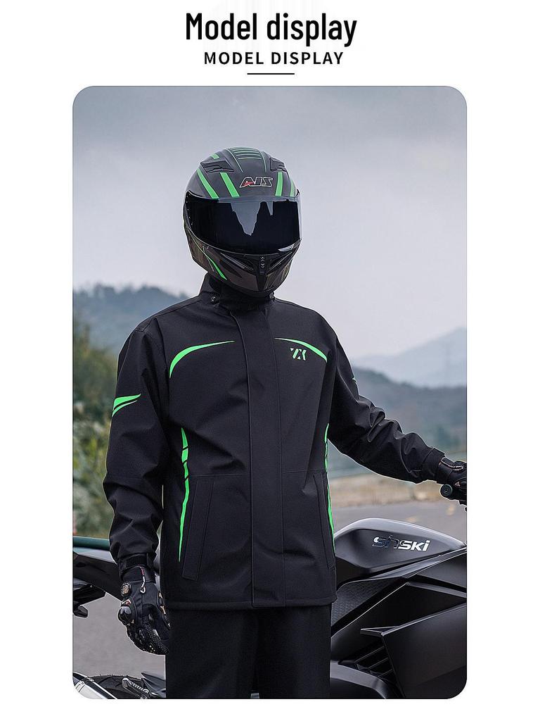 Qi An Ga Mian Adult Reflective Waterproof Cycling Raincoat and Pants Set