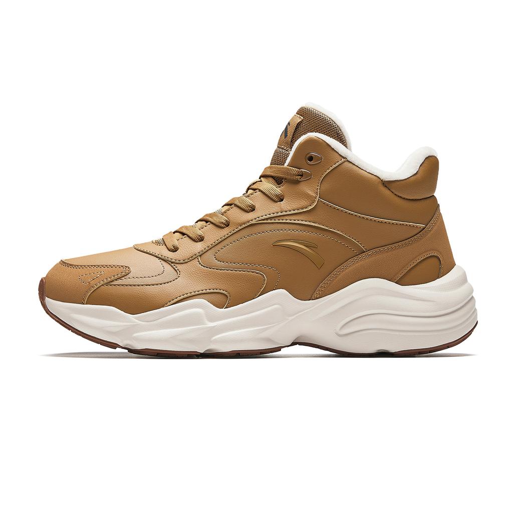 Anta Walker Thermal Abrasion Resistant Slip Resistant High top Casual Shoes Men's Bright Tea Brown 912548923-3