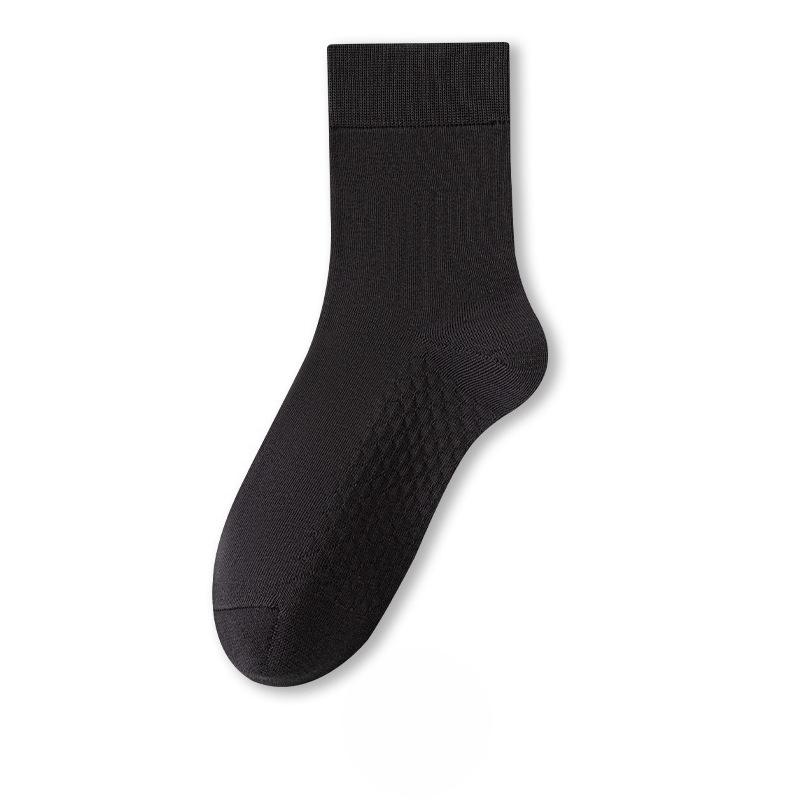 Men Spring and Autumn Pure Color Cotton Antibacterial Sweat Absorbent Breathable Boneless Massage Bottom Socks