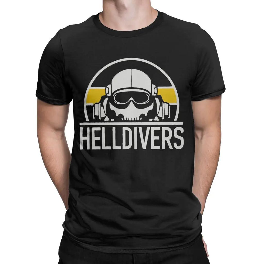 Helldivers Dive Harder Game Men T Shirt Leisure Tees Short Sleeve Round Neck T-Shirt Pure Cotton Gift Idea Clothes