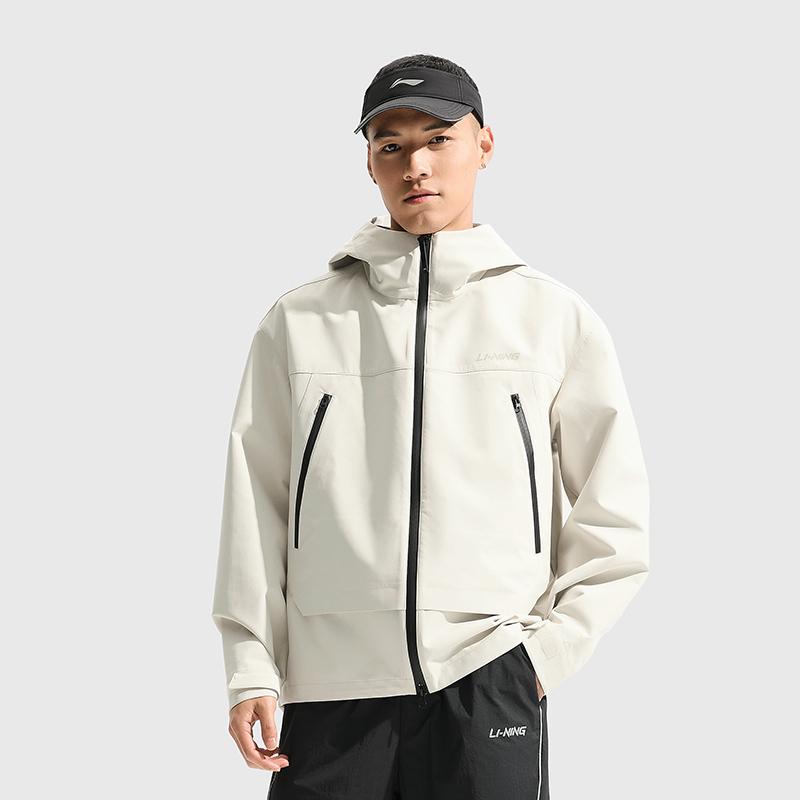 Li Ning Leaf Edge Water Resistant UV Protection Windproof Breathable Solid Color Hooded Straight Fit Comfortable Jacket Men Jacket AFDU689-6