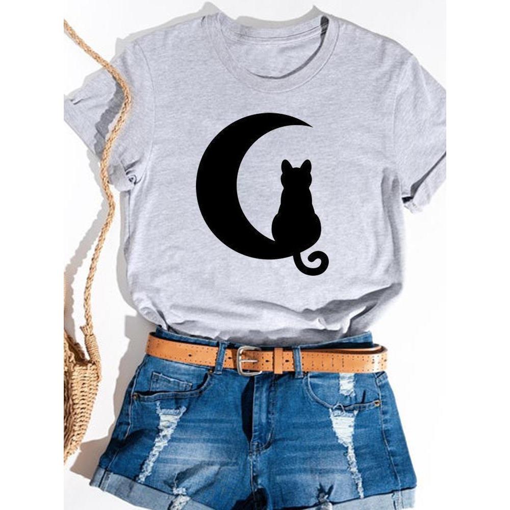 Print Print T-shirt Basic Summer  Women's Fashion Crew-neck Trend Ins All-match