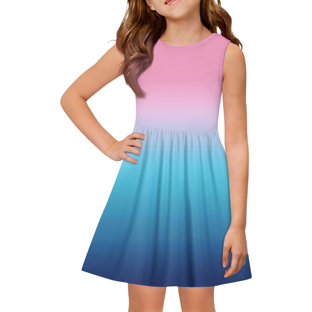 Robe d'été princesse pour filles - Robe avec empiècement débardeur coupe évasée