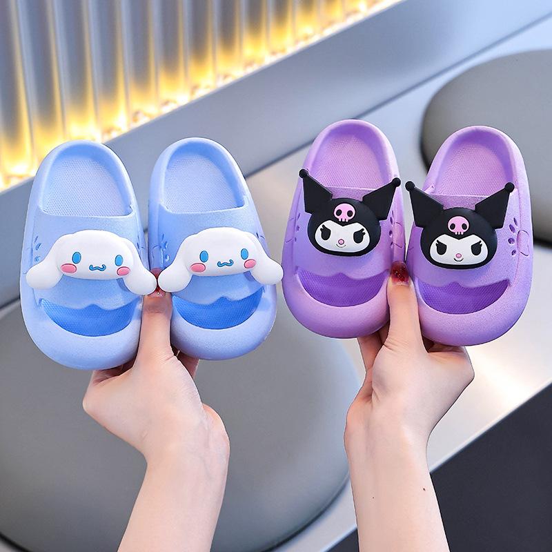 Summer Cute Kuromi Girls Kids Slippers Hello Kitty Sanrios Anime Parent-Child Kawaii Cinnamoroll Home Cartoon Non-Slip Shoes