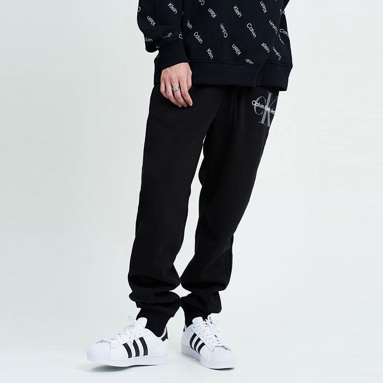 Calvin Klein Ck Letter Logo Print Cuffed Knit Sweatpants Men Bottoms Black 40GC202-010