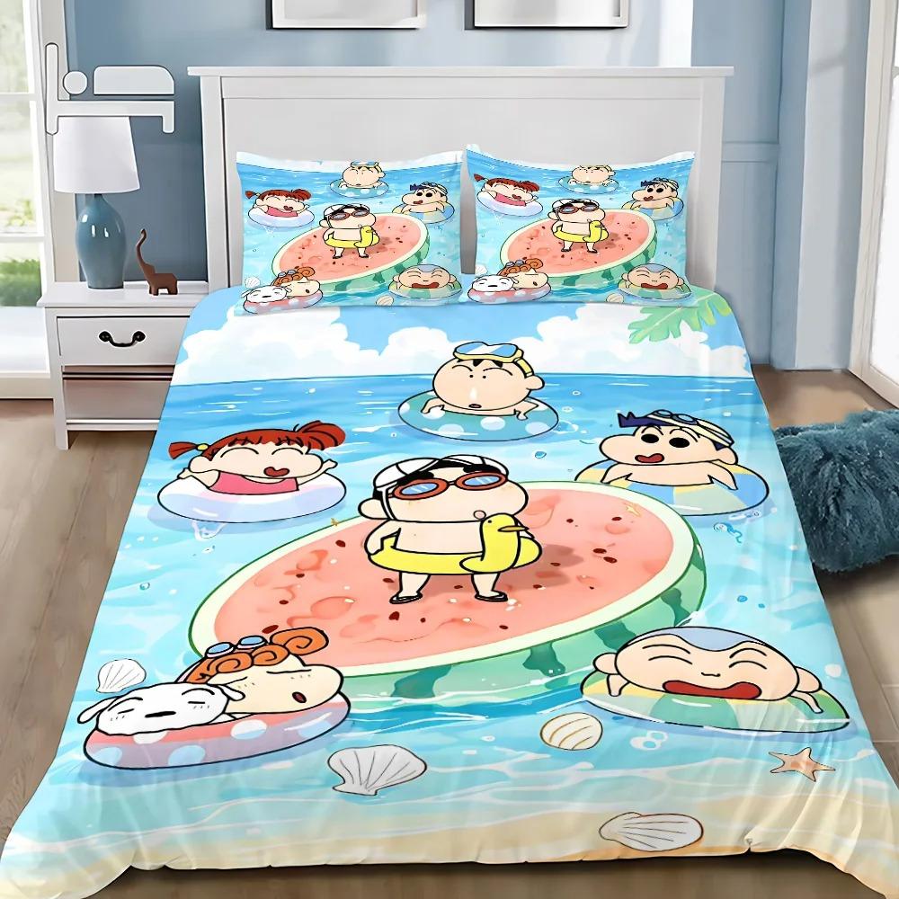Exquisite 3D Cartoon Wallpaper Shin-chanS Digital Printing Bedding Set Duvet Cover Comforter Bed Youth Kids Girl Boys Gift