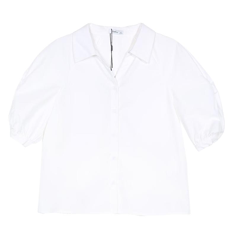 Betu Women s French Raglan Puff Sleeve Seven-Quarter Sleeve Shirt L