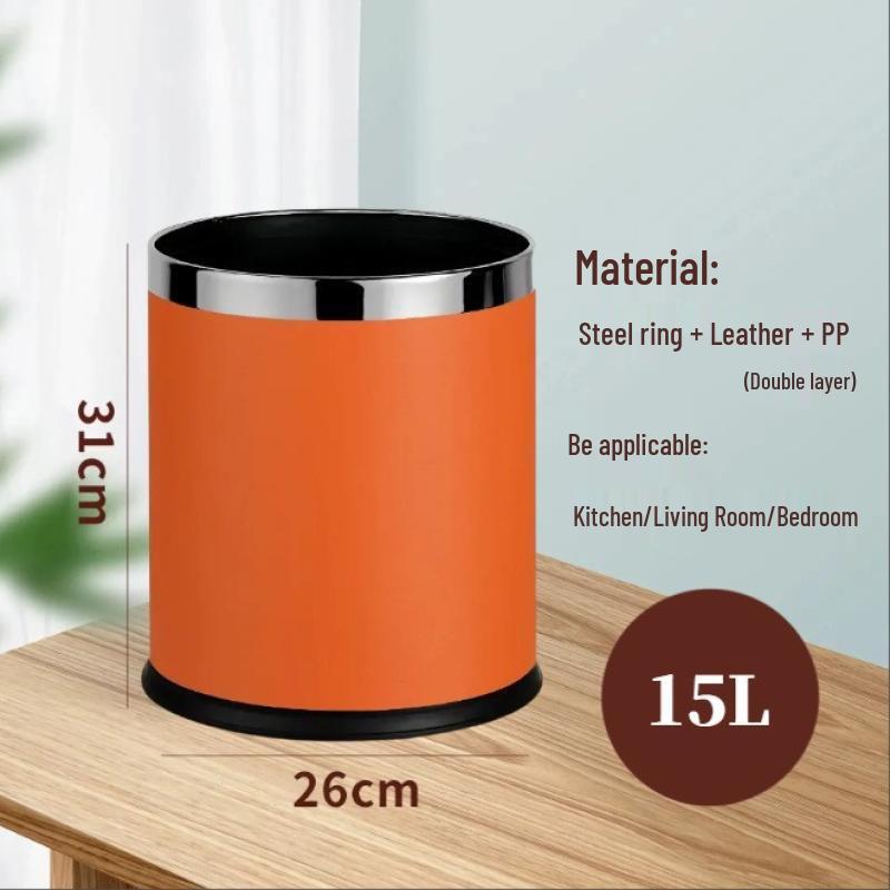 High-Aesthetic 15L Double-Layer Trash Cans with Lids, Set of 2