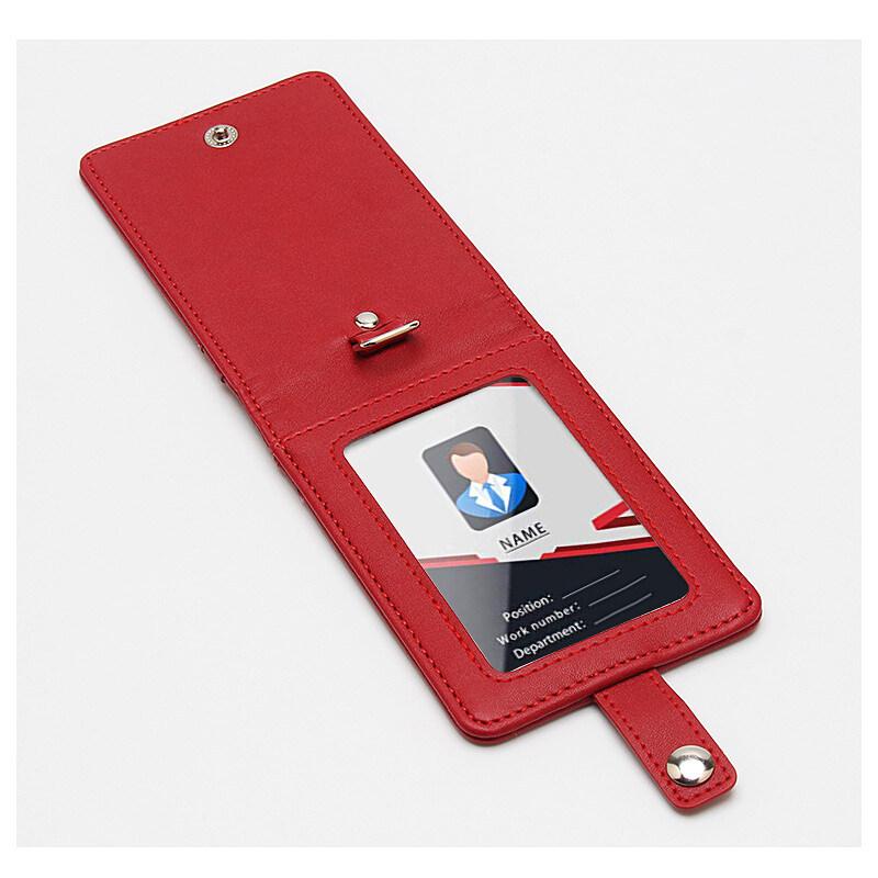High Quality Badge Holder ID Card Pouch Staff Work Chest Cards Name Tag Cases with PU Lanyard Business Formal Office Supplies