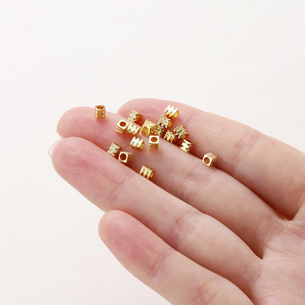 DIY Bracelet Accessories: Copper-Plated 18K Gold Square Pagoda Spacer Beads & 14K Gold-Filled Color-Preserving 4mm Spacer Beads