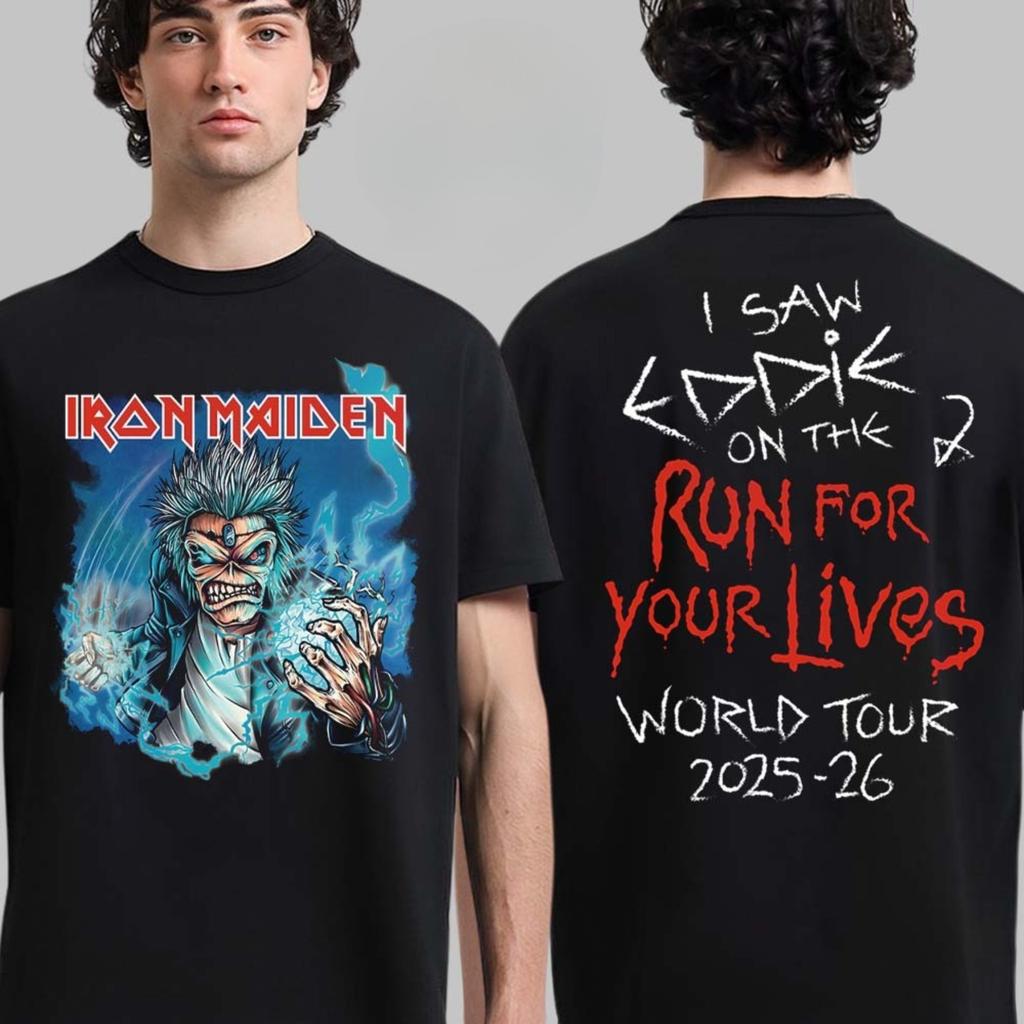 Men T-shirts Iron Maiden Run for Your Lives World Tour 2025 Arnhem Netherland Dutch Exclusive Merch Tee At Gelredome T-Shirt